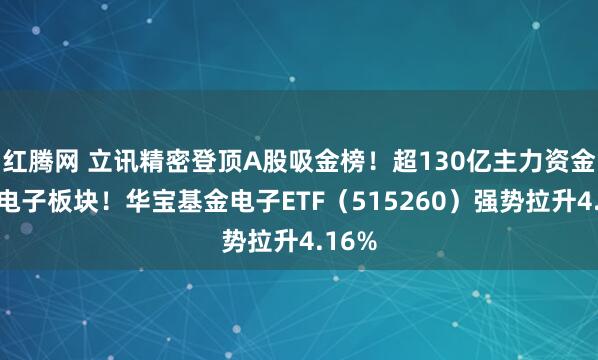 红腾网 立讯精密登顶A股吸金榜！超130亿主力资金涌入电子板块！华宝基金电子ETF（515260）强势拉升4.16%